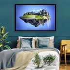 Surreal Floating Island with Waterfalls Wall Art