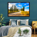 Sunlit Tuscany Cypress Road Wall Art