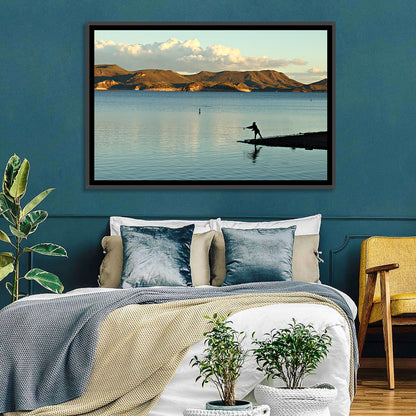 Lake Pleasant Fisherman Silhouette Wall Art