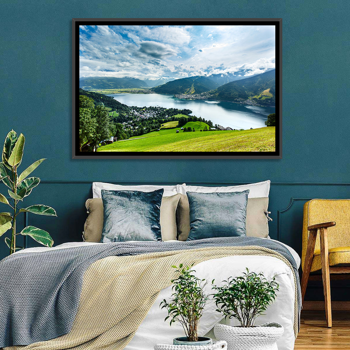 Zell Am See Panorama Wall Art in a room, landscape