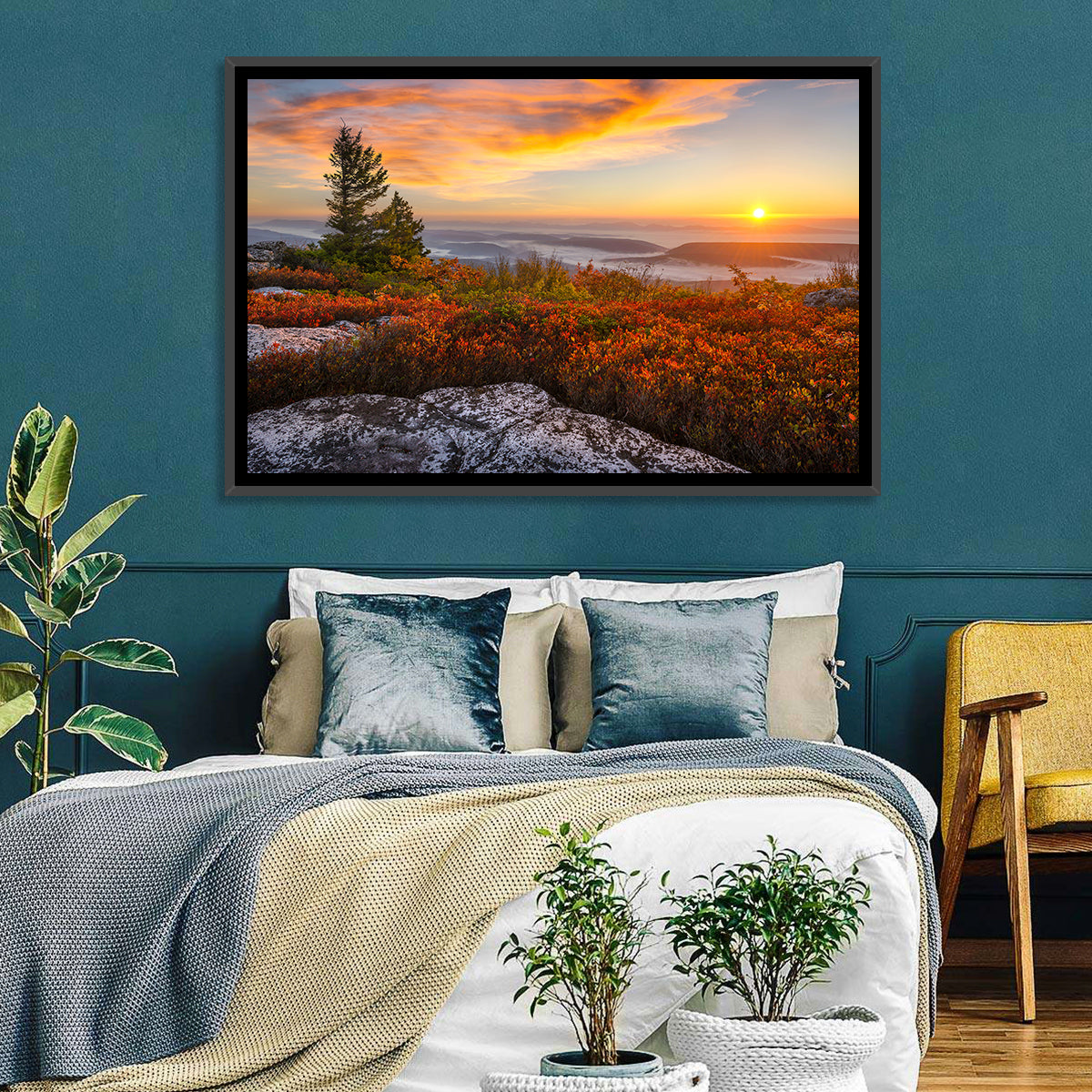 Sunrise Over Dolly Sods Wall Art in a room, landscape