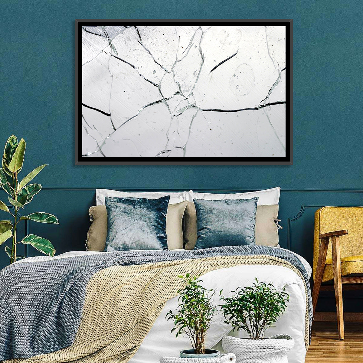 Fractured Glass Macro Study Wall Art in a room, landscape