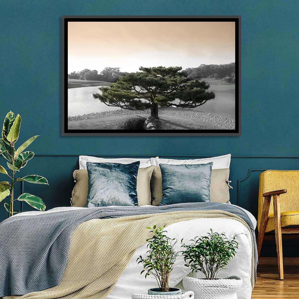 Bonsai Pine in Japanese Garden Wall Art