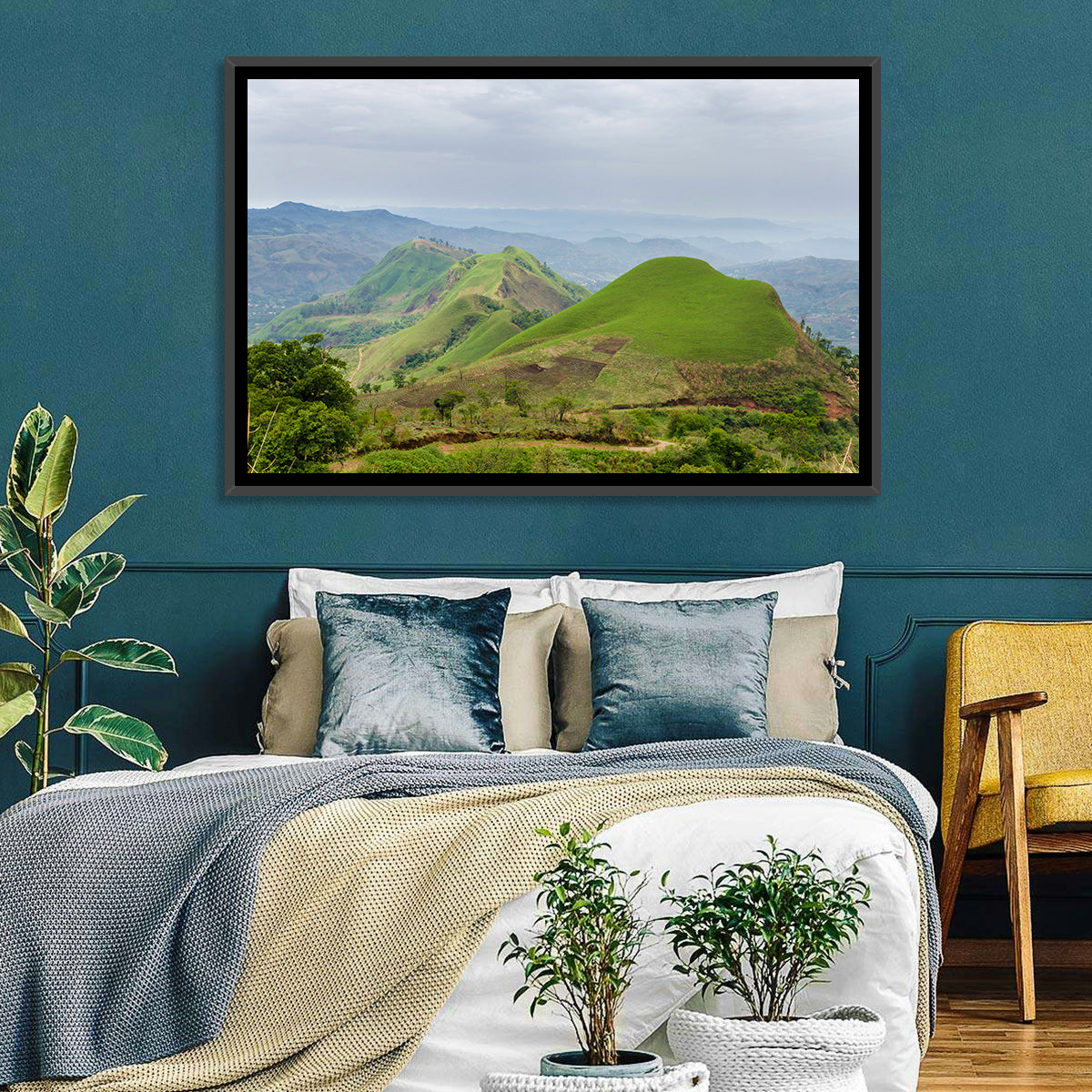 Rolling Summer Hills Wall Art in a room, landscape