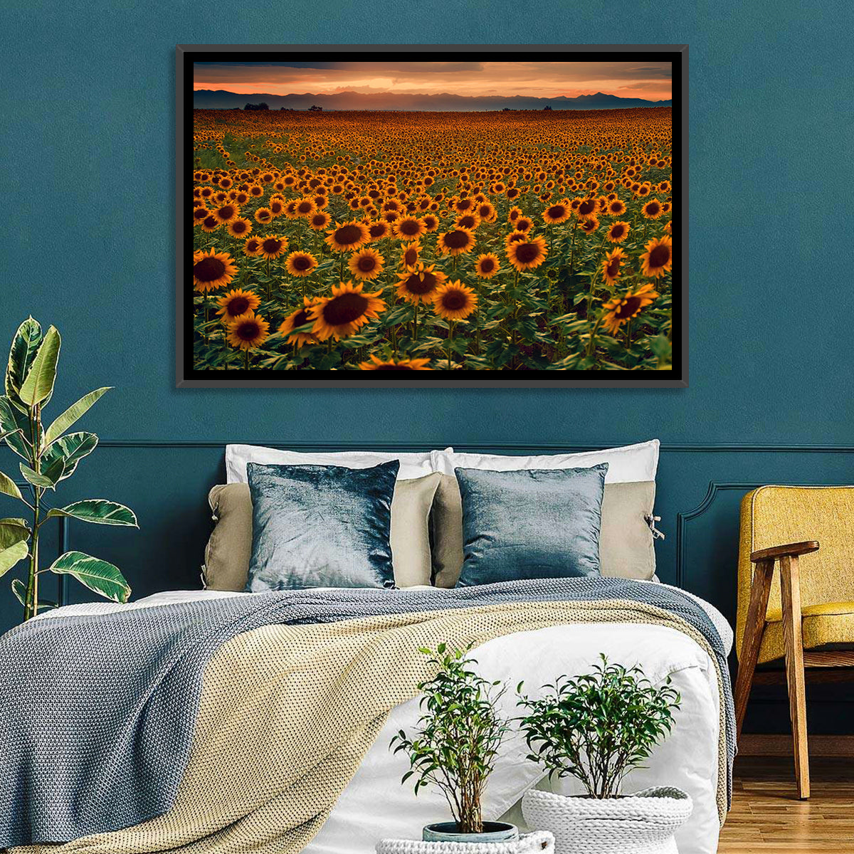 Colorado Sunflower Field at Sunset Wall Art