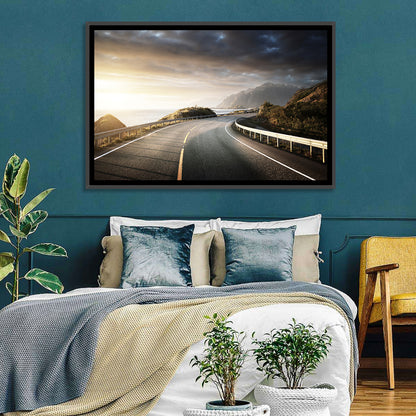 Golden Sunrise Coastal Road Wall Art