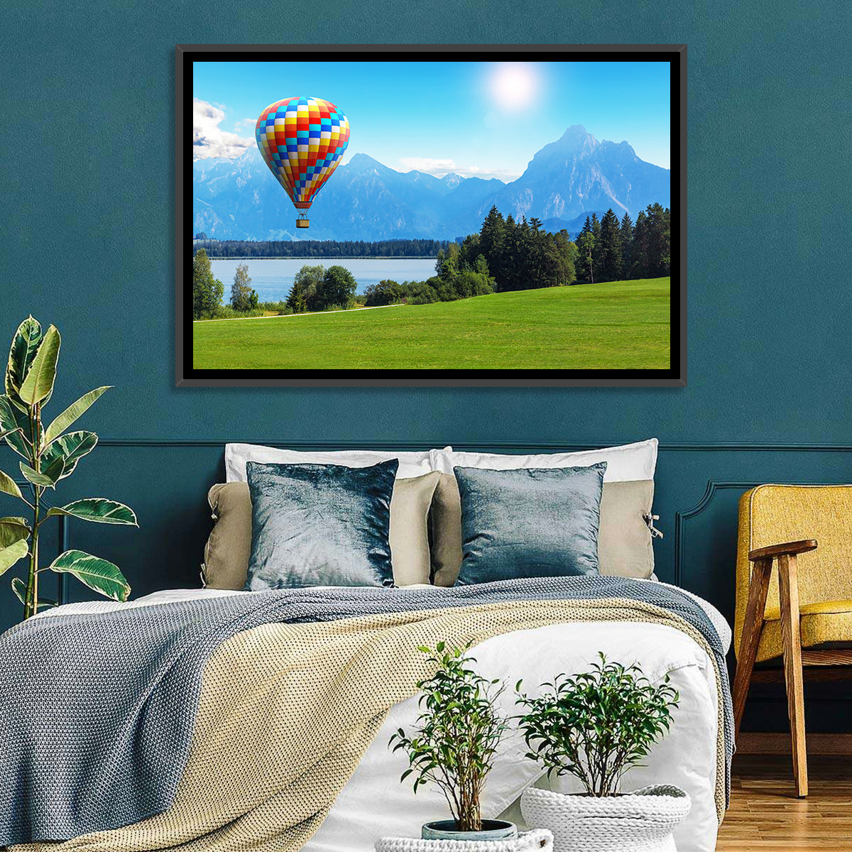 Bavarian Lake with Hot Air Balloon Wall Art