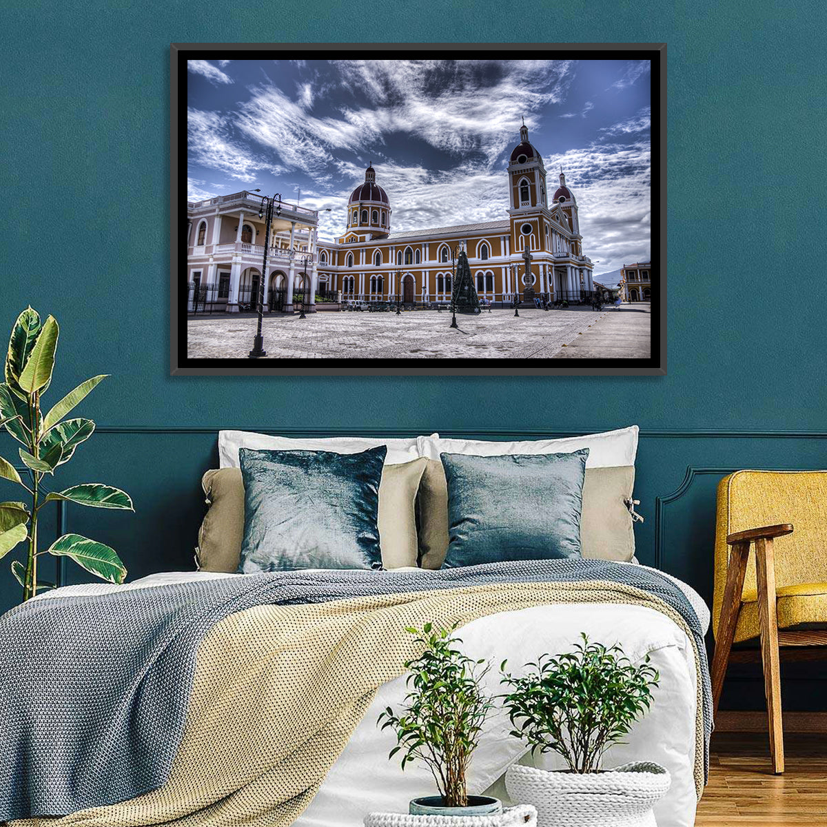 Cathedral of Granada Plaza Wall Art in a room, landscape