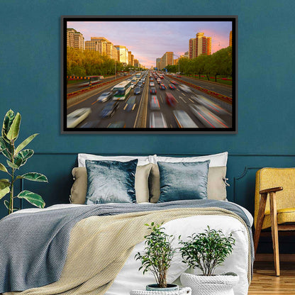Beijing Sunset Traffic Streaks Wall Art
