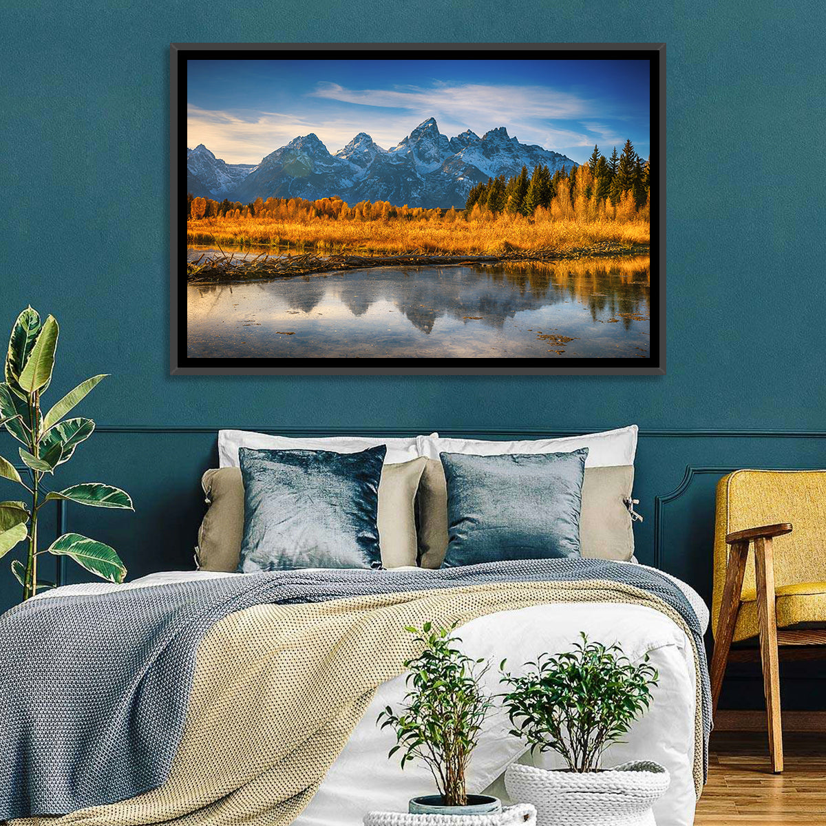 Grand Tetons Golden Reflection Wall Art