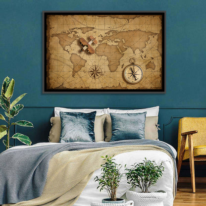 Retro Map Flying Plan Wall Art