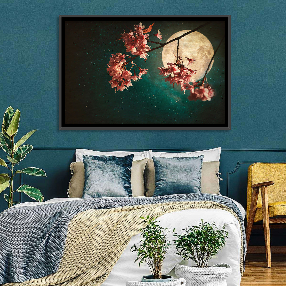 Moonlit Sakura Blossoms Wall Art
