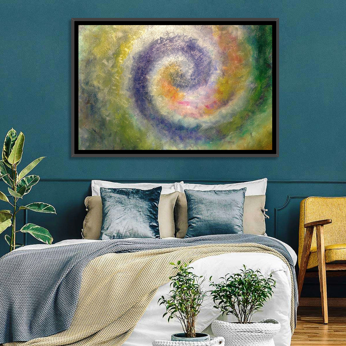 Spiral Golden Ratio Wall Art in a room, landscape