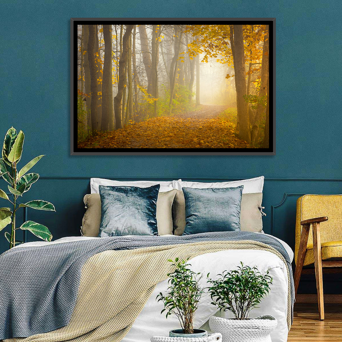 Cuyahoga Valley Autumn Path Wall Art in a room, landscape