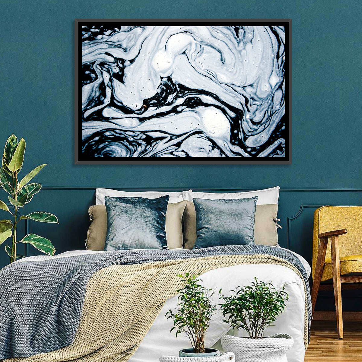 Foam Swirl Abstract Wall Art in a room, landscape