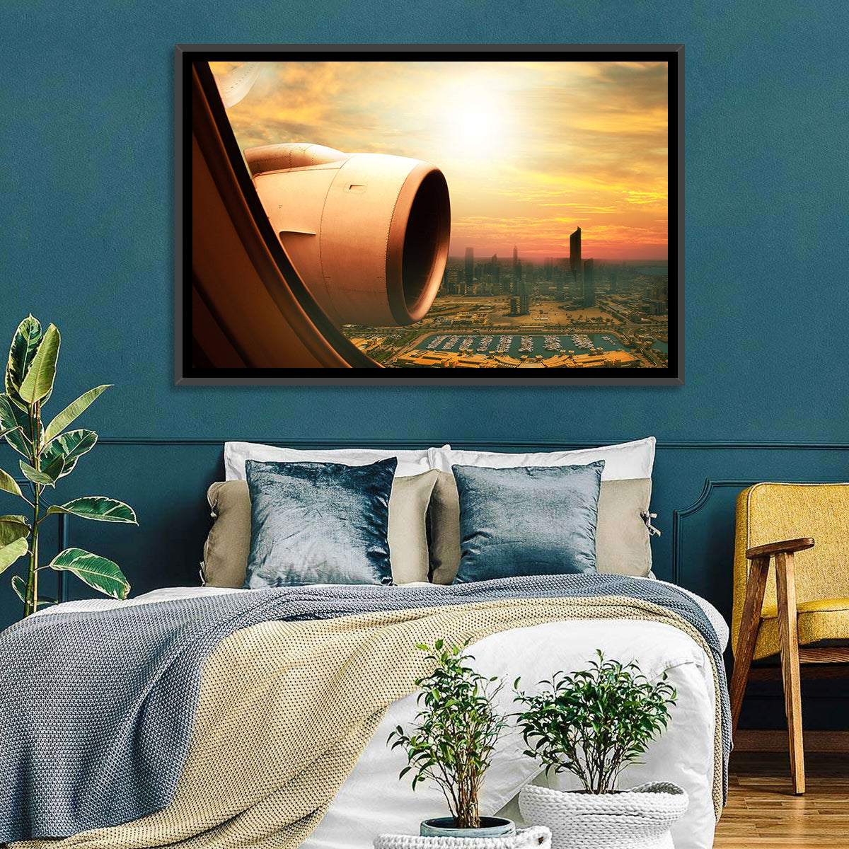 Kuwait City at Golden Hour Wall Art in a room, landscape