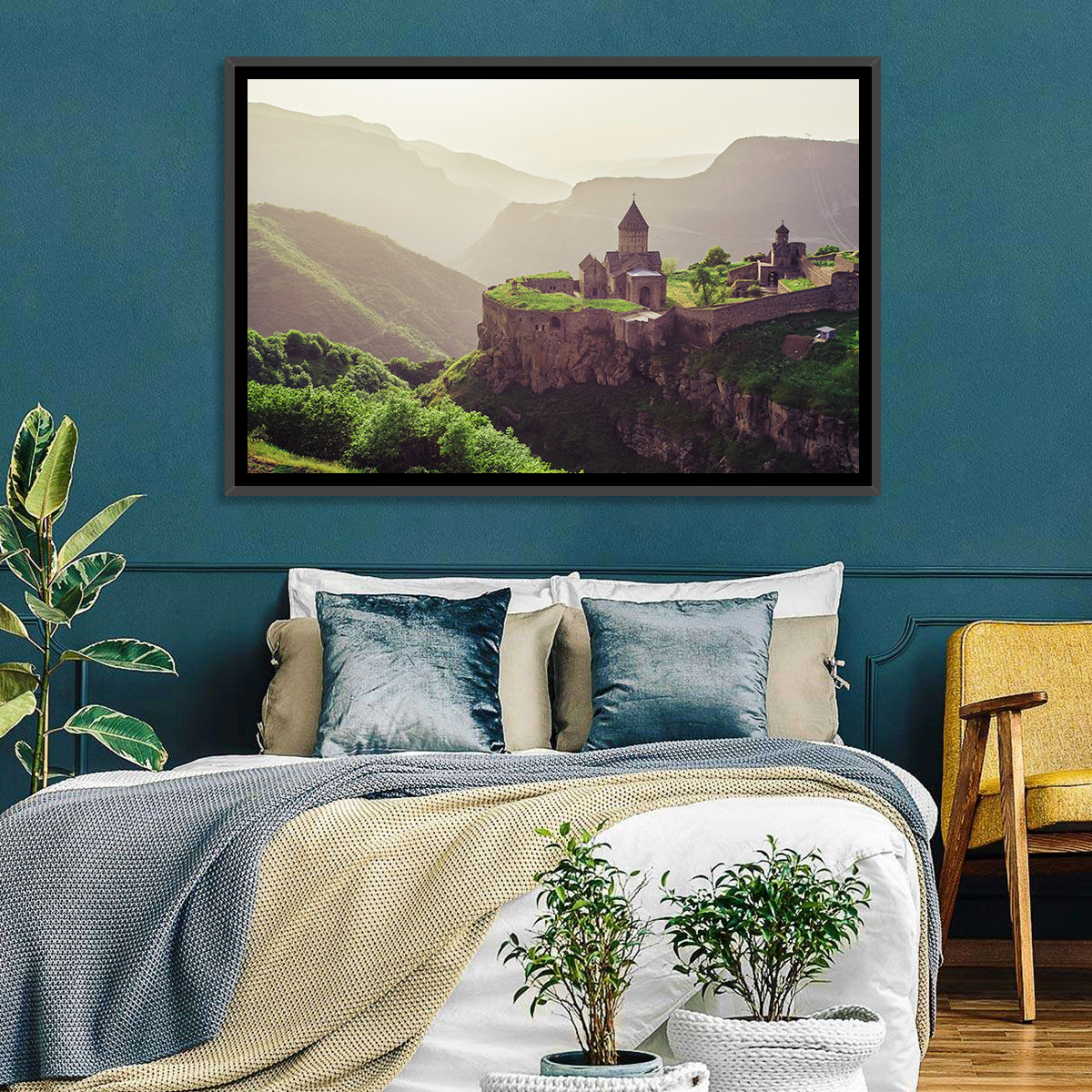 Tatev Monastery at Golden Hour Wall Art in a room, landscape