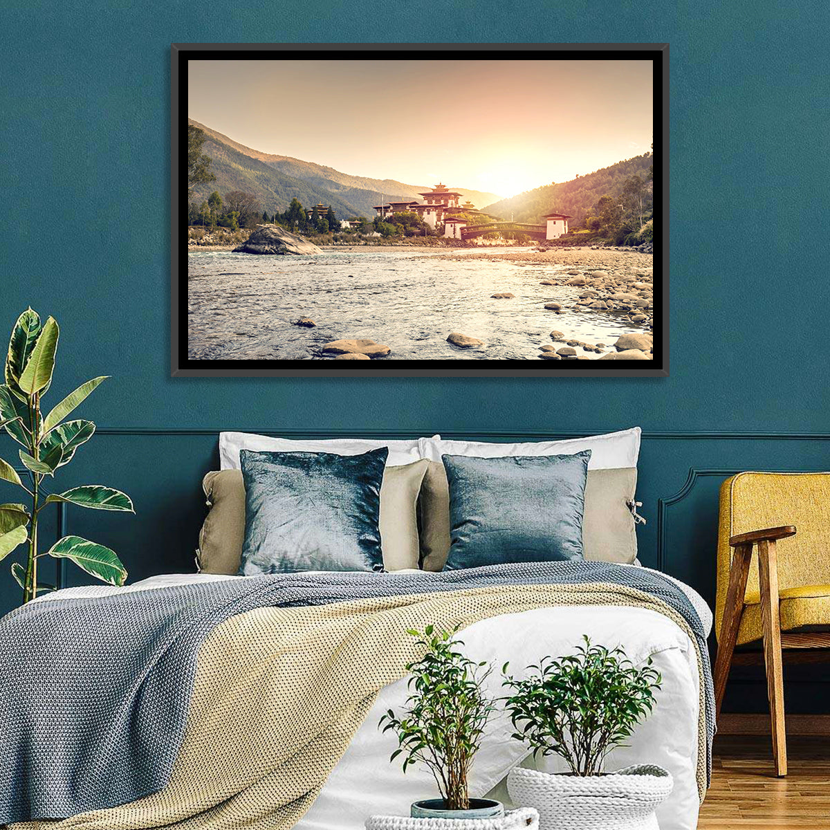 Punakha Dzong at Golden Hour Wall Art