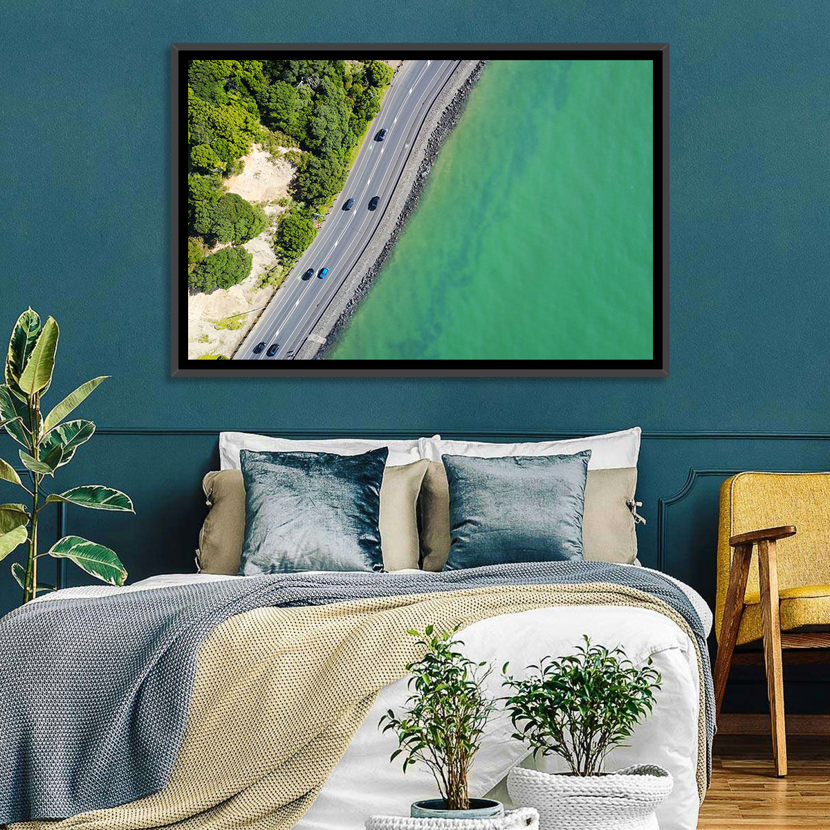 Auckland Coastal Highway Aerial View Wall Art