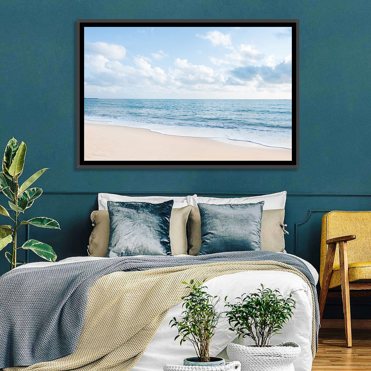 Minimalist Sandy Beach and Gentle Waves Wall Art