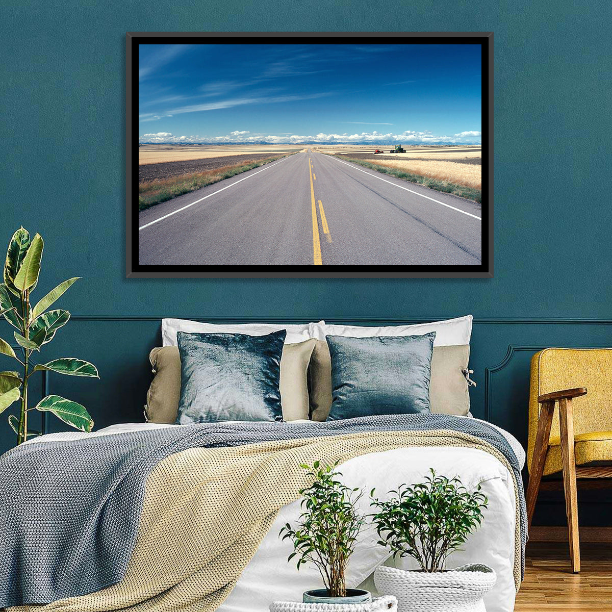 Infinite Road, Montana Wall Art in a room, landscape