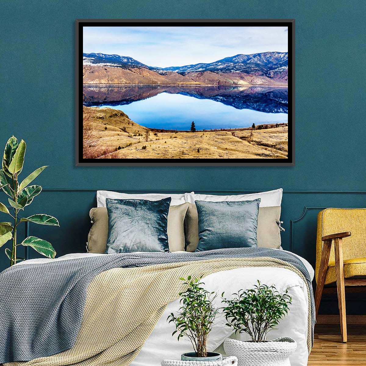 Kamloops Lake Sunset with Snow Capped Peaks Wall Art