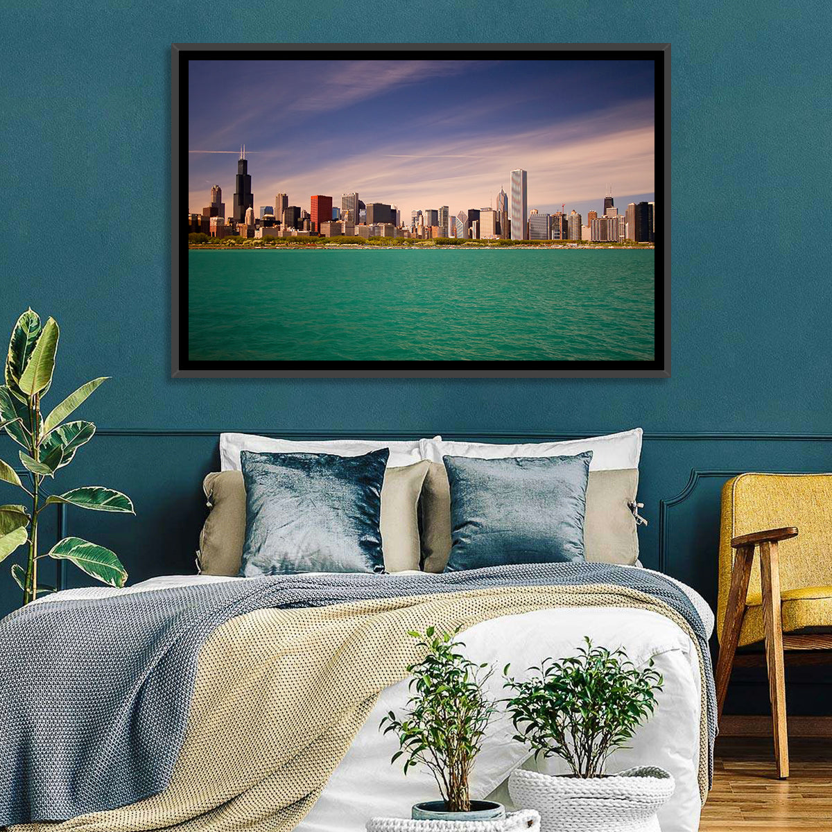 Chicago Skyline Above Lake Michigan Wall Art