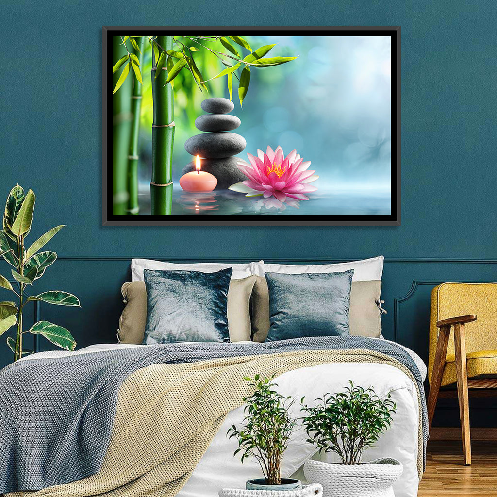 Zen Massage Stones with Waterlily Wall Art