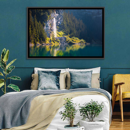 Lake Oeschinen Waterfall Reflection Wall Art