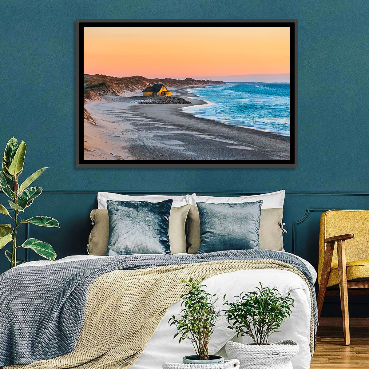 Gammel Skagen Beach House Wall Art in a room, landscape