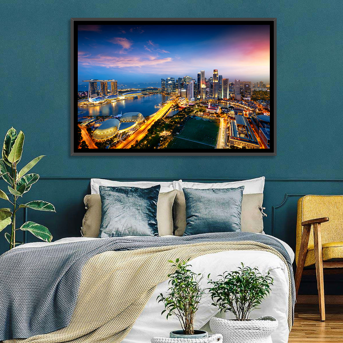 Marina Bay Twilight Singapore Wall Art in a room, landscape