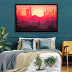 Sunset Desert Cacti Wall Art