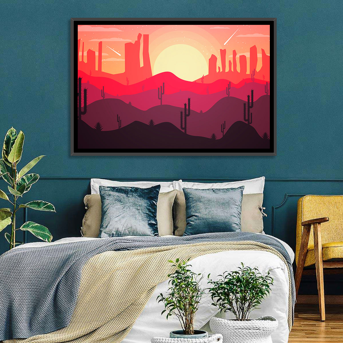 Sunset Desert Cacti Wall Art