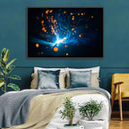 Bright Blue Welding Sparks Wall Art