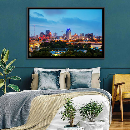San Antonio Skyline at Dusk Wall Art
