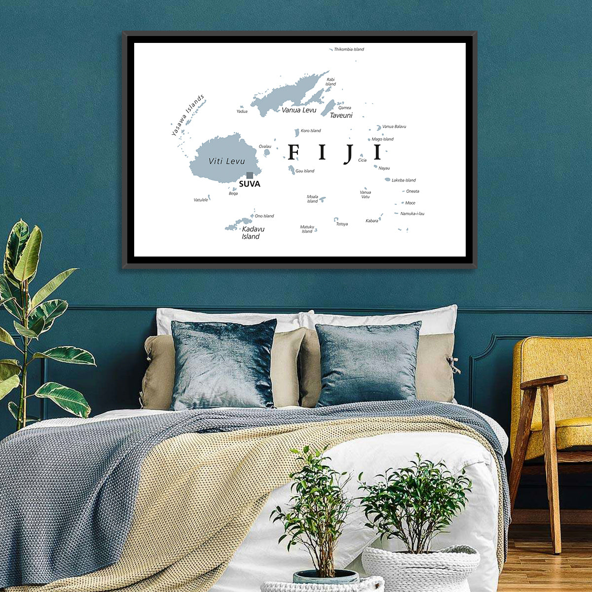 Fiji Islands Political Map Wall Art
