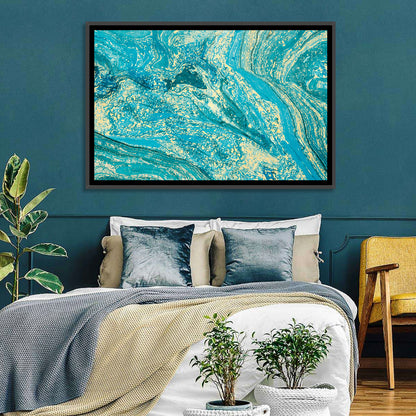 Teal Marble Swirls Abstract Wall Art