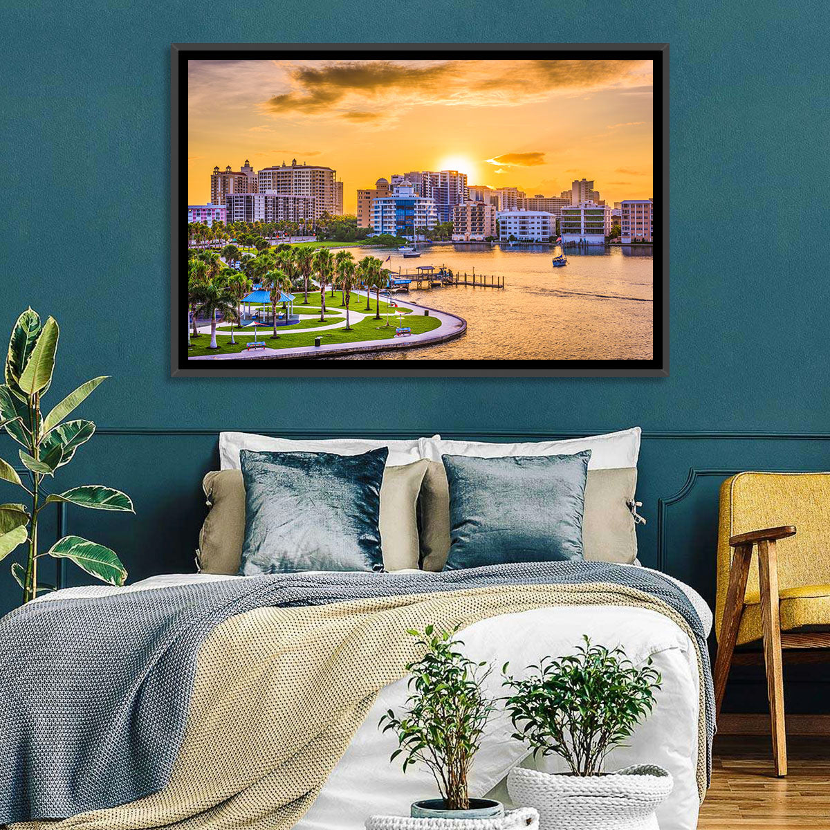 Sarasota Bayfront Sunset Skyline Wall Art