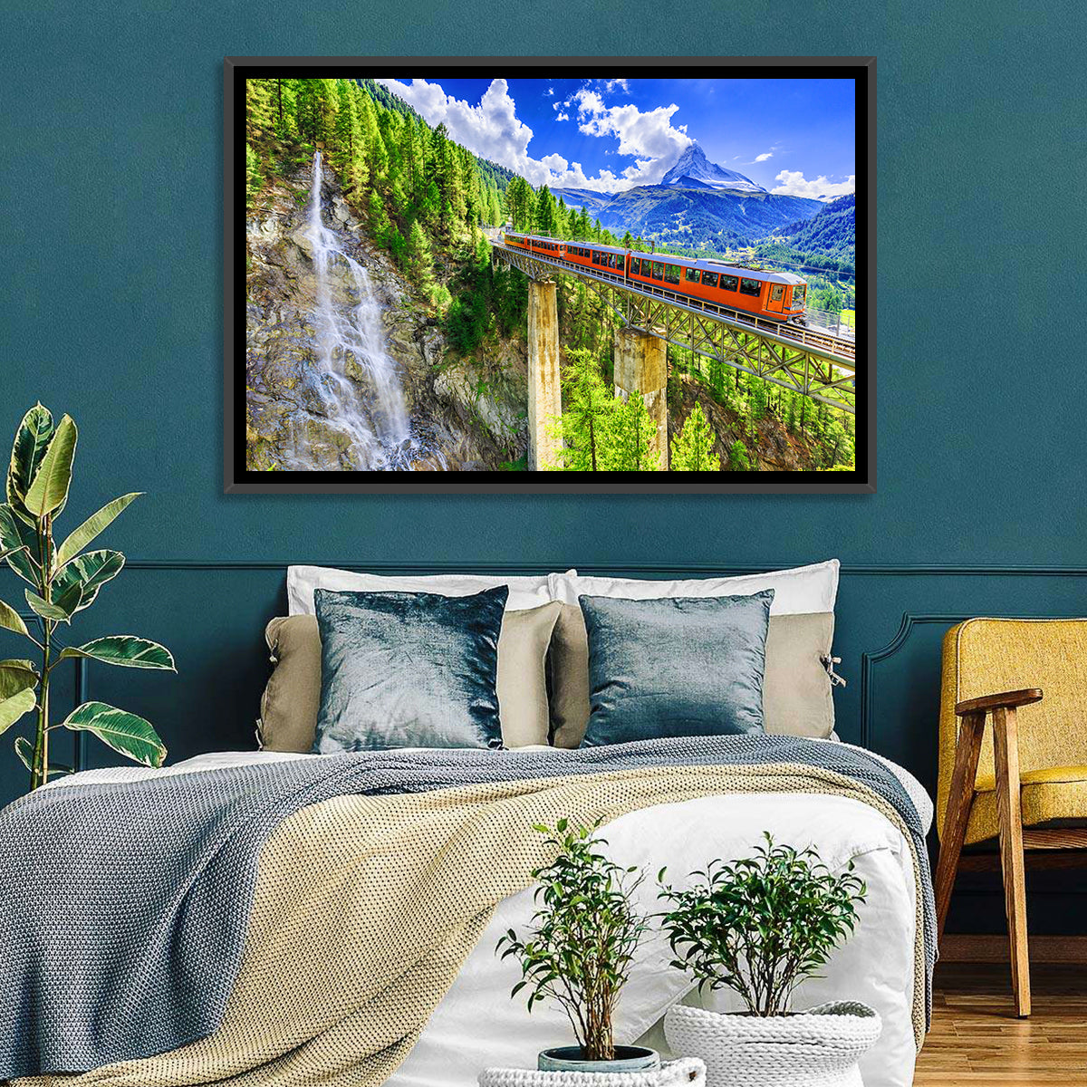 Gornergrat Tourist Train Wall Art in a room, landscape