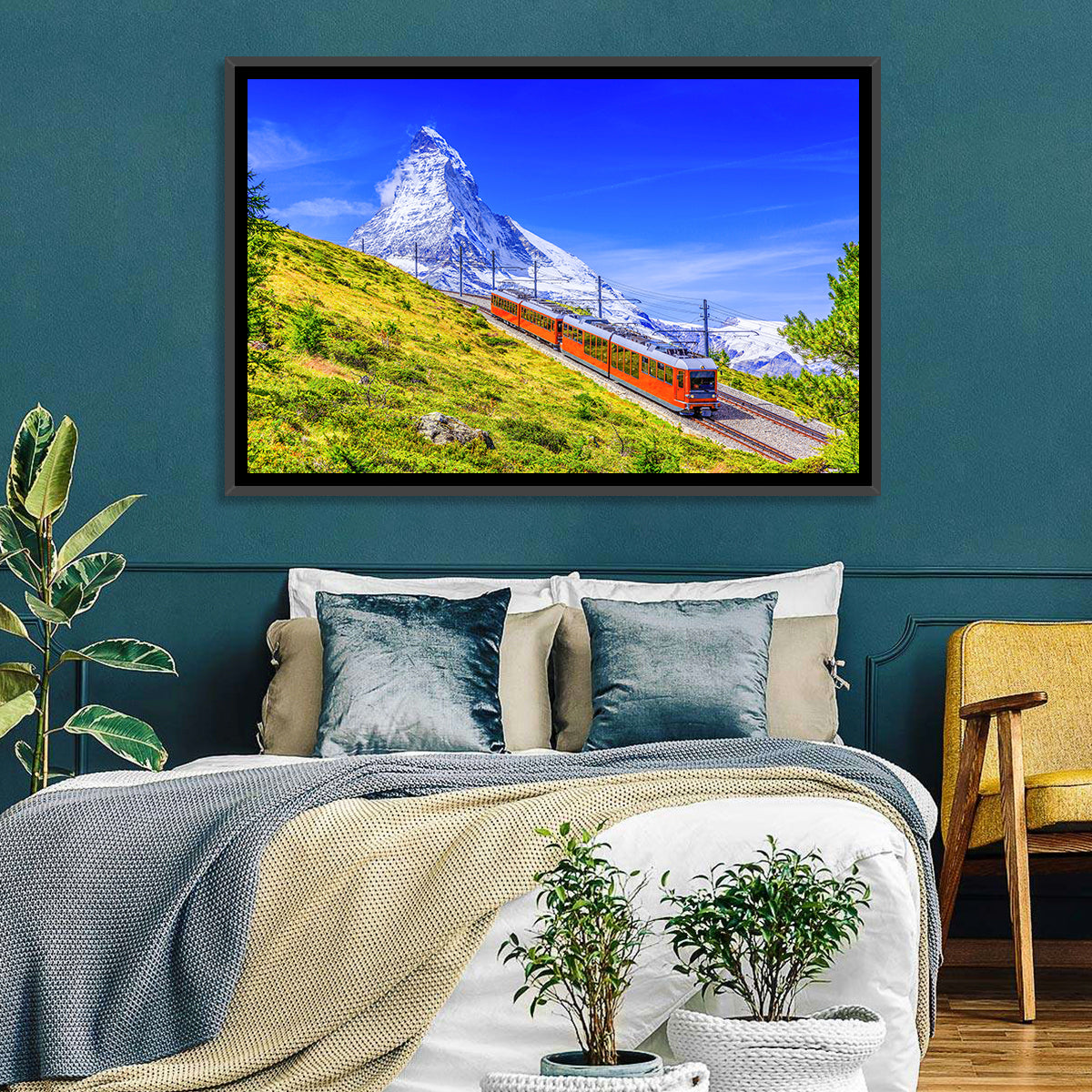 Gornergrat Train and Matterhorn Wall Art in a room, landscape