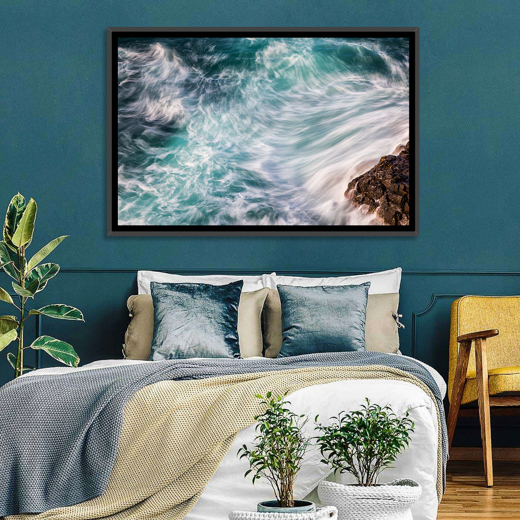 Silky Teal Ocean Waves Wall Art