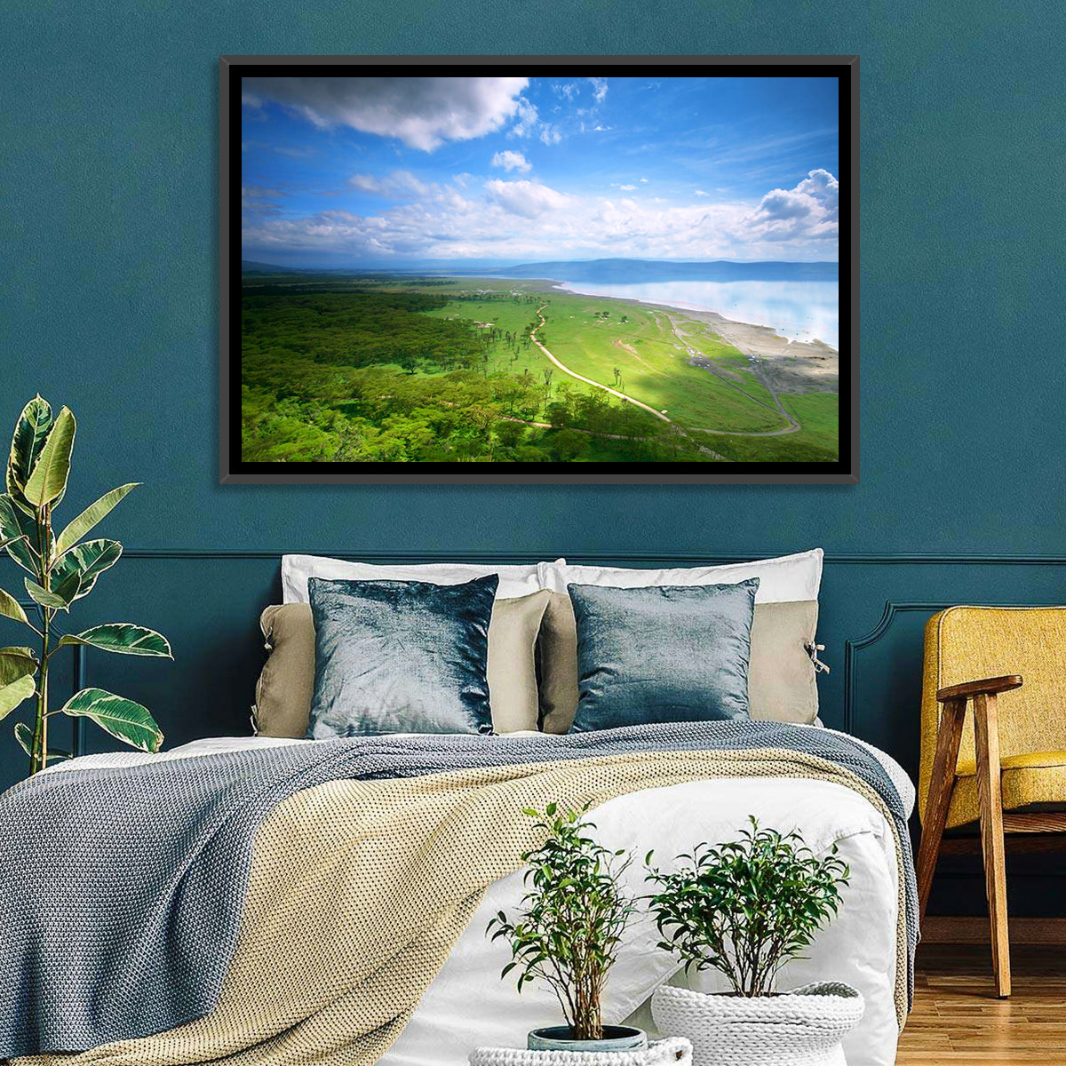 Lake Nakuru Overlook Wall Art in a room, landscape