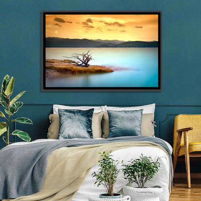 Gnarled Driftwood at Turquoise Lake Wall Art