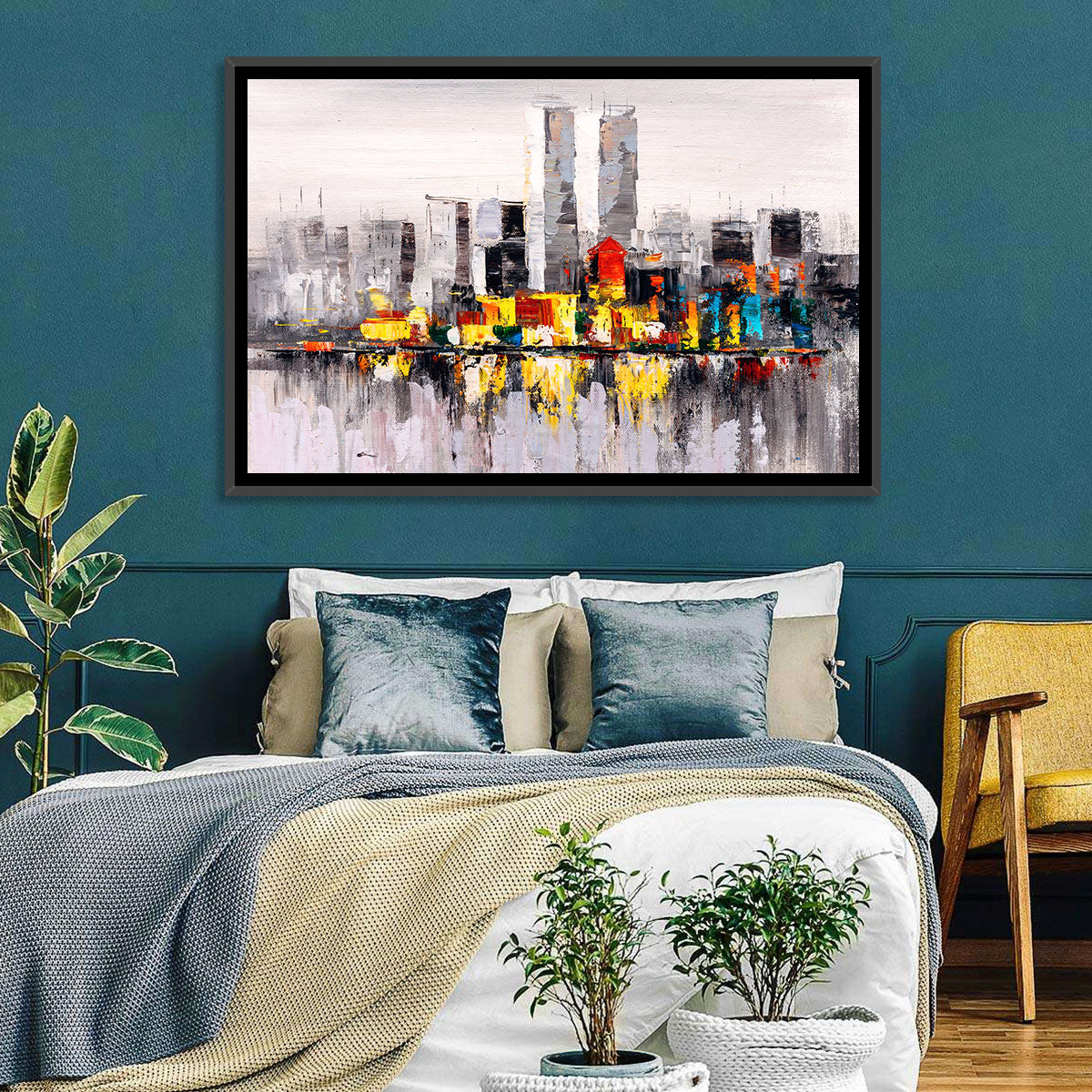 Abstract Skyline with Water Reflection Wall Art