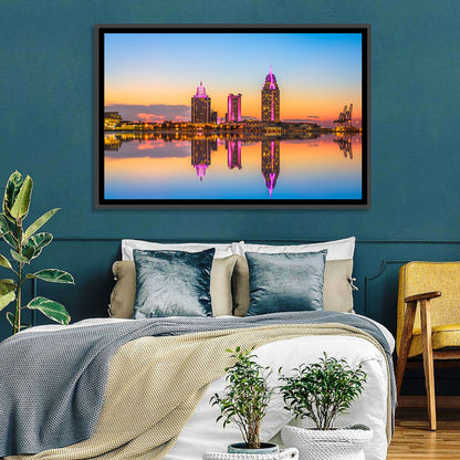 Mobile Alabama Sunset Skyline Wall Art