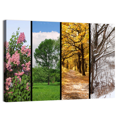 Four Seasons Tree Collage Wall Art