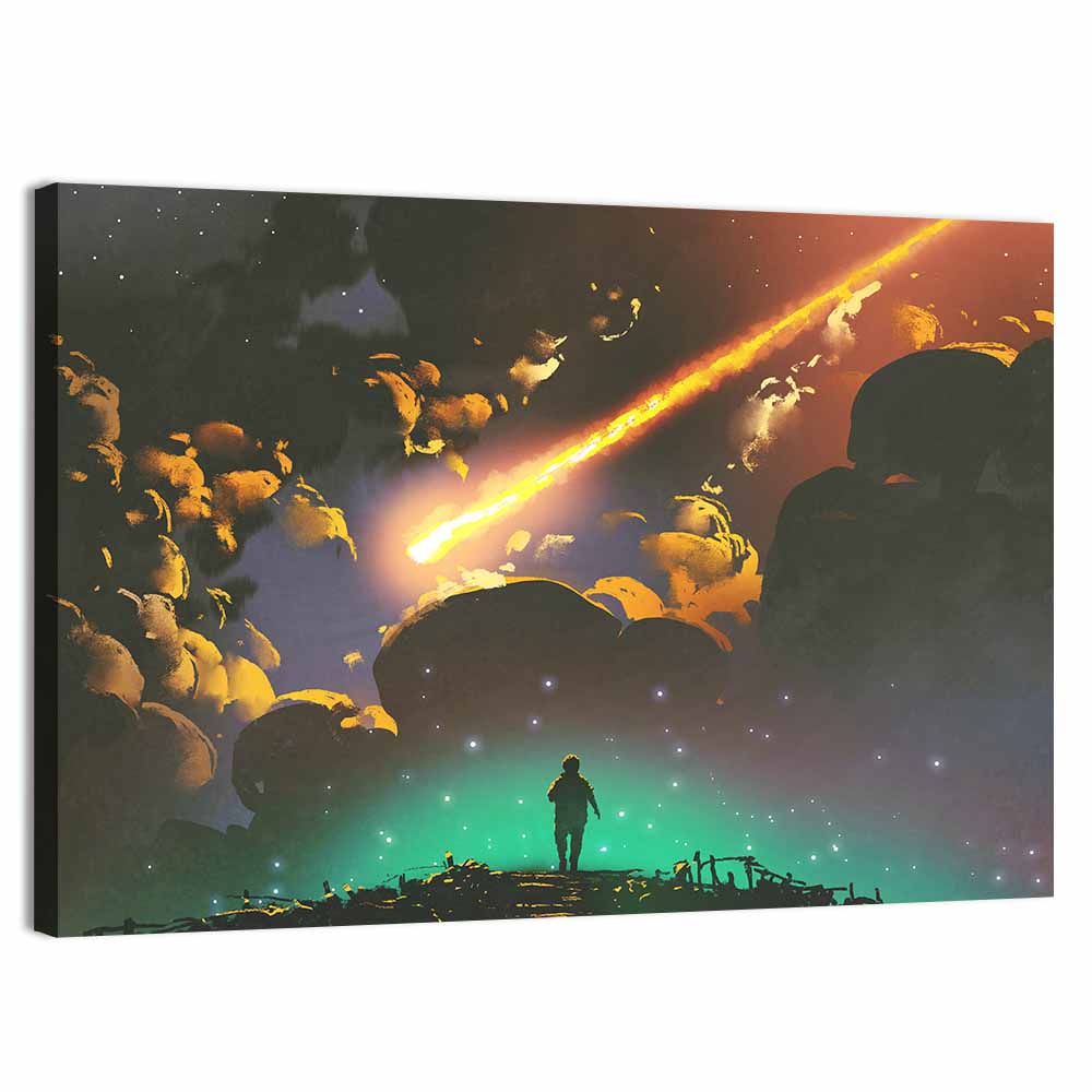 Meteor In Colorful Sky Wall Art