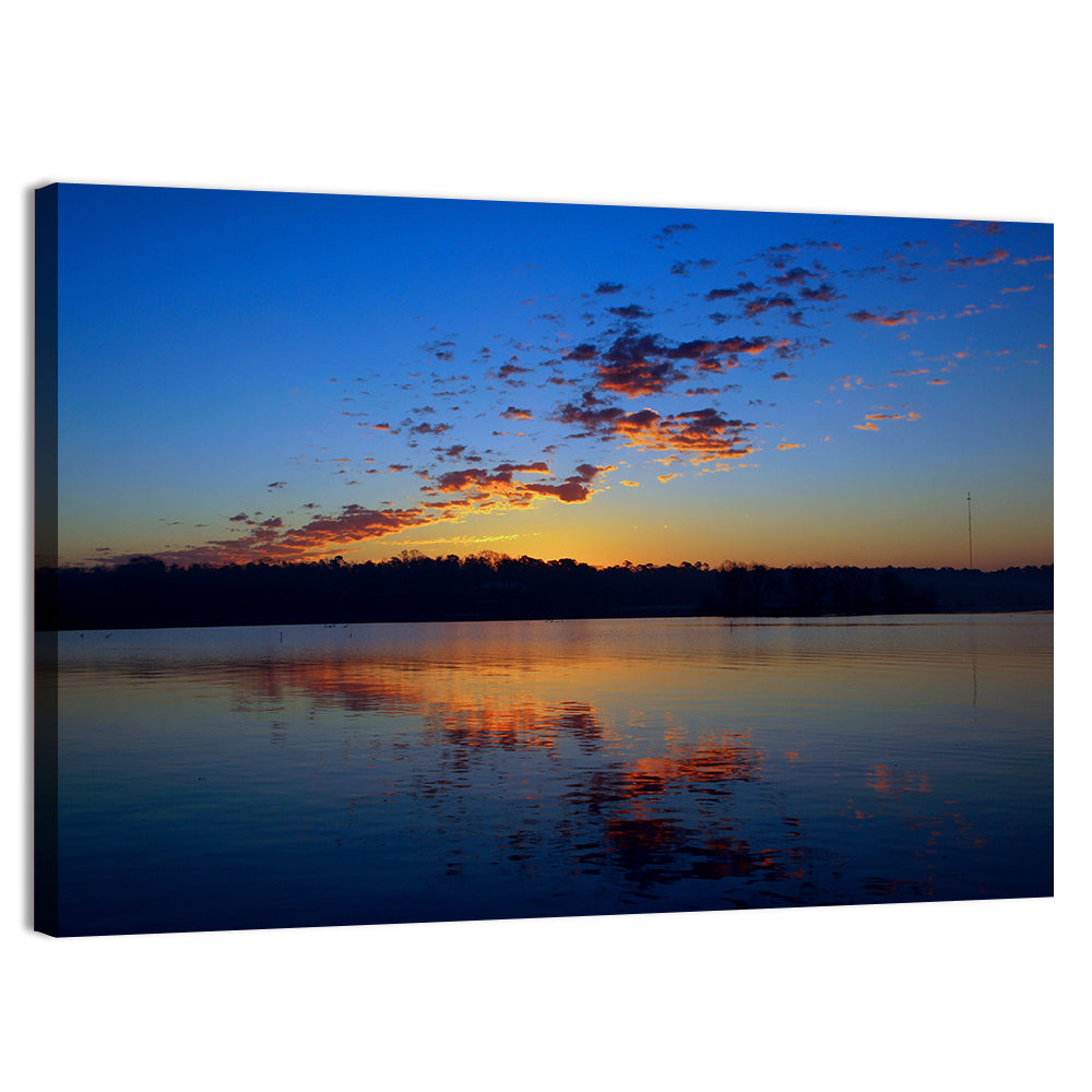 Lake Livingston Sunset Reflection Wall Art, canvas print, landscape