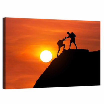 Mountaineer Silhouette at Sunset Wall Art