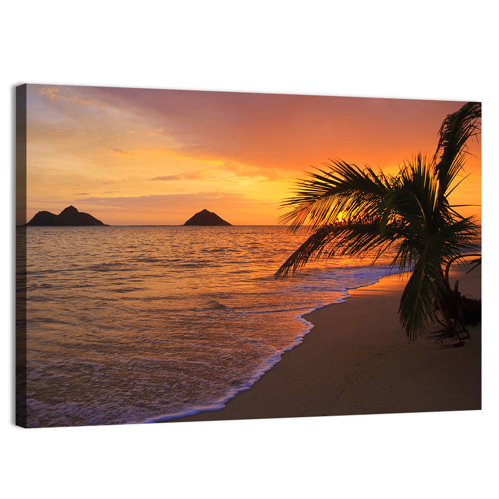 Lanikai Sunrise Over Na Mokulua Wall Art, canvas print, landscape